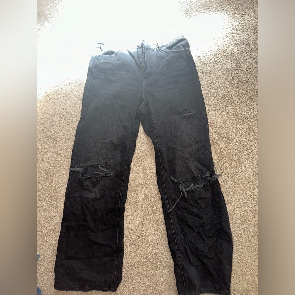 Garage Denim Wide Leg Black Jeans